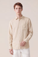 Long-Sleeve Linen Button-Up Shirt