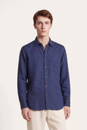 Long-Sleeve Linen Button-Up Shirt