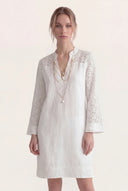 Relaxed fit long-sleeve tunic dress with eyelet detailing