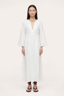 Eyelet Sleeve Gathered Maxi Dress
