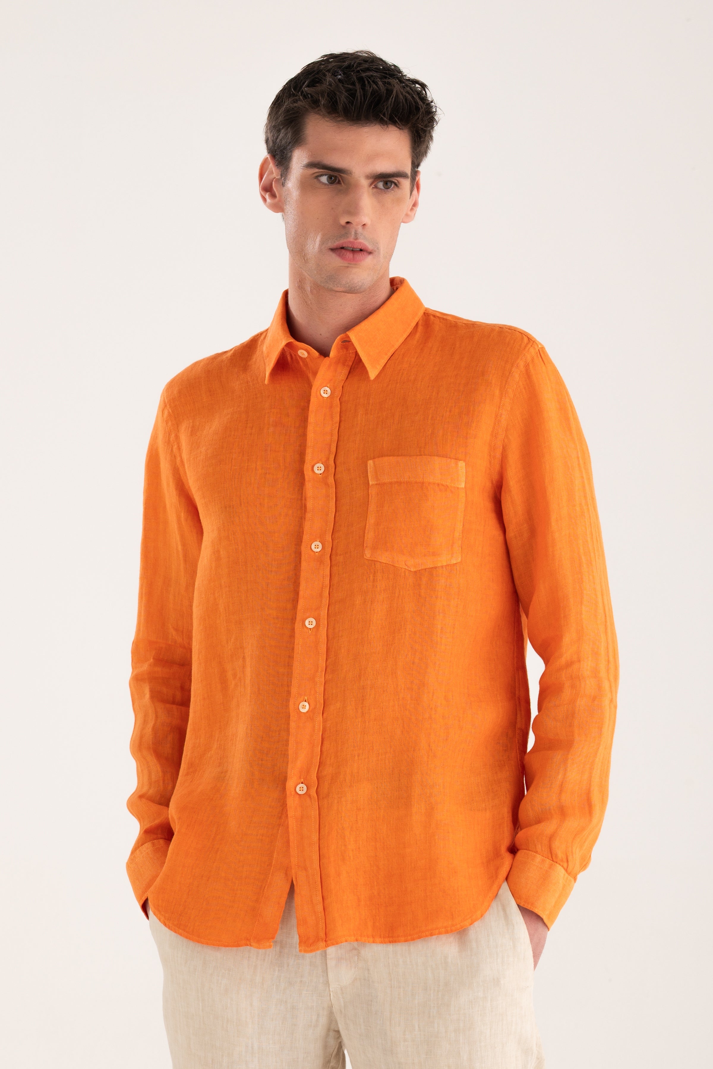 Classic Regular Fit Shirt with Pocket Tangerine / XL/52