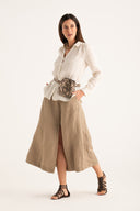 Relaxed V- Neck Linen Shirt