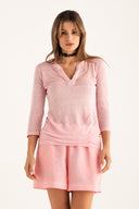 V-neck T-shirt with Refined Finish