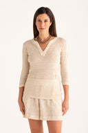 V-neck T-shirt with Refined Finish