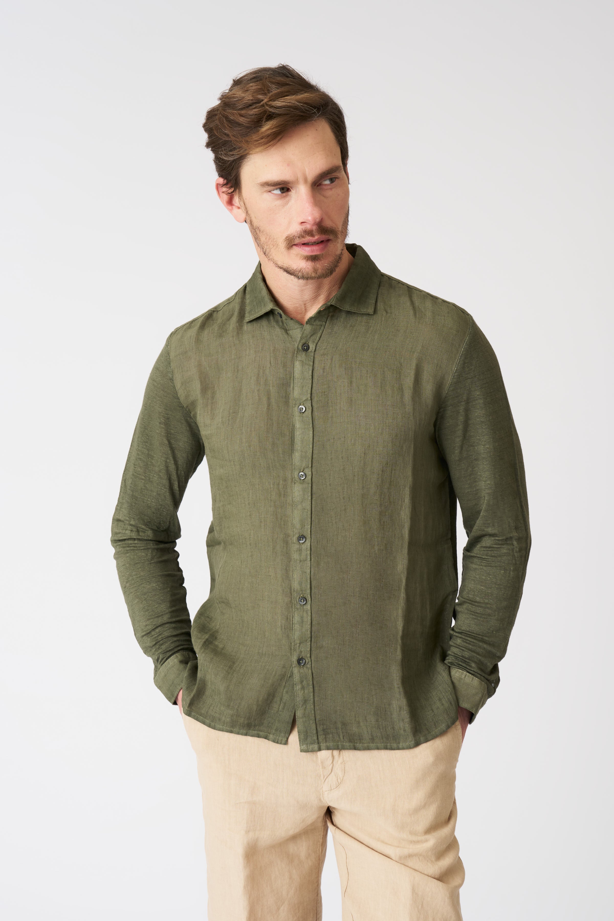Melange Slim Fit Shirt Caffe Soft Fade / M/48 Melange Slim Fit Shirt Caffe Soft Fade / M/48