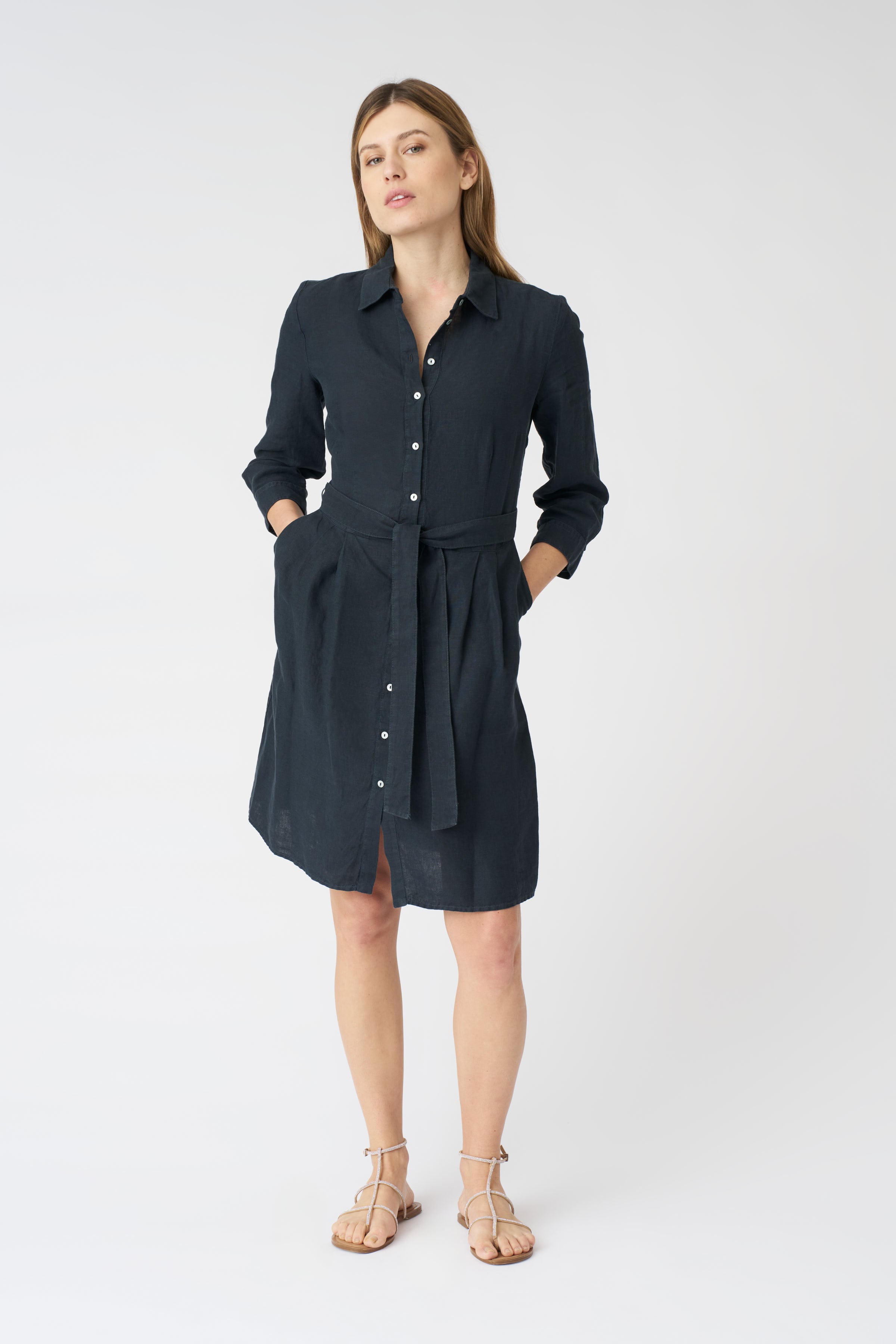 Shirt Dress with Belt Night Blu / M/44 Shirt Dress with Belt Night Blu / M/44