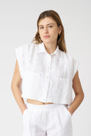 Textured Relief Details Cropped Shirt