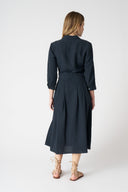 V-Neck Shirt Dress with Belt - 3