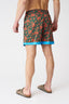 Painted Flower with Contrast Stripe Swim Trunks