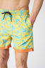 Painted Flower with Contrast Stripe Swim Trunks