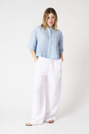 Mandarin Collar Cropped Shirt