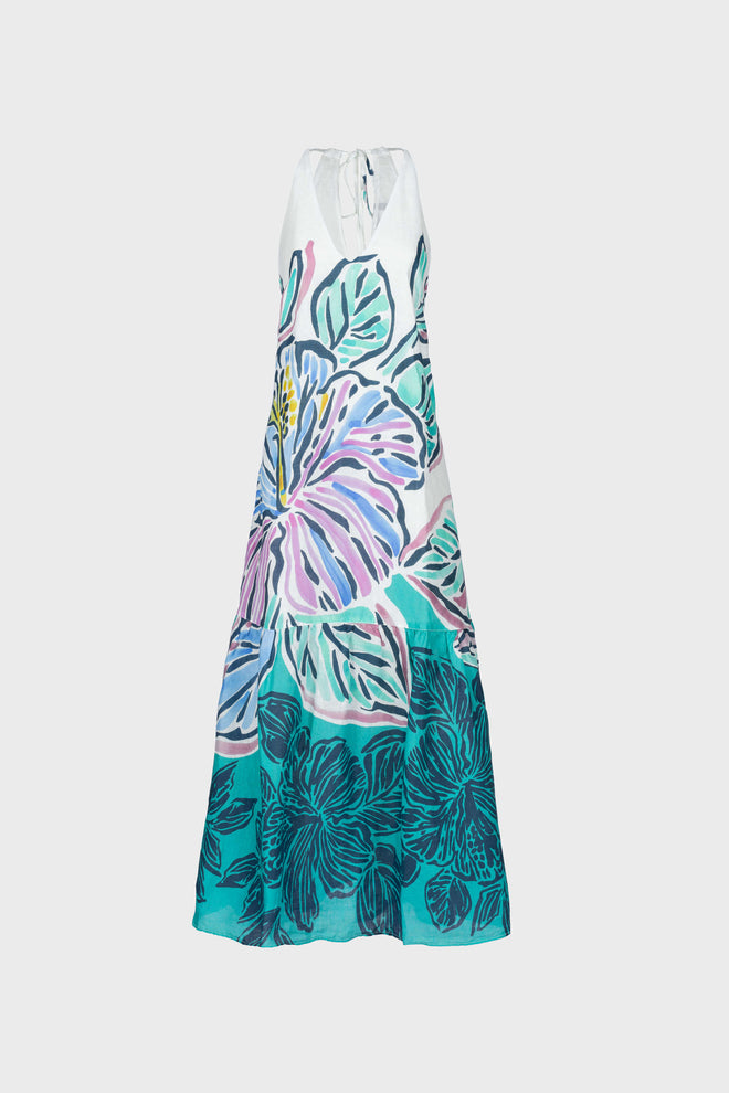 Lily' print halter V-neck maxi dress