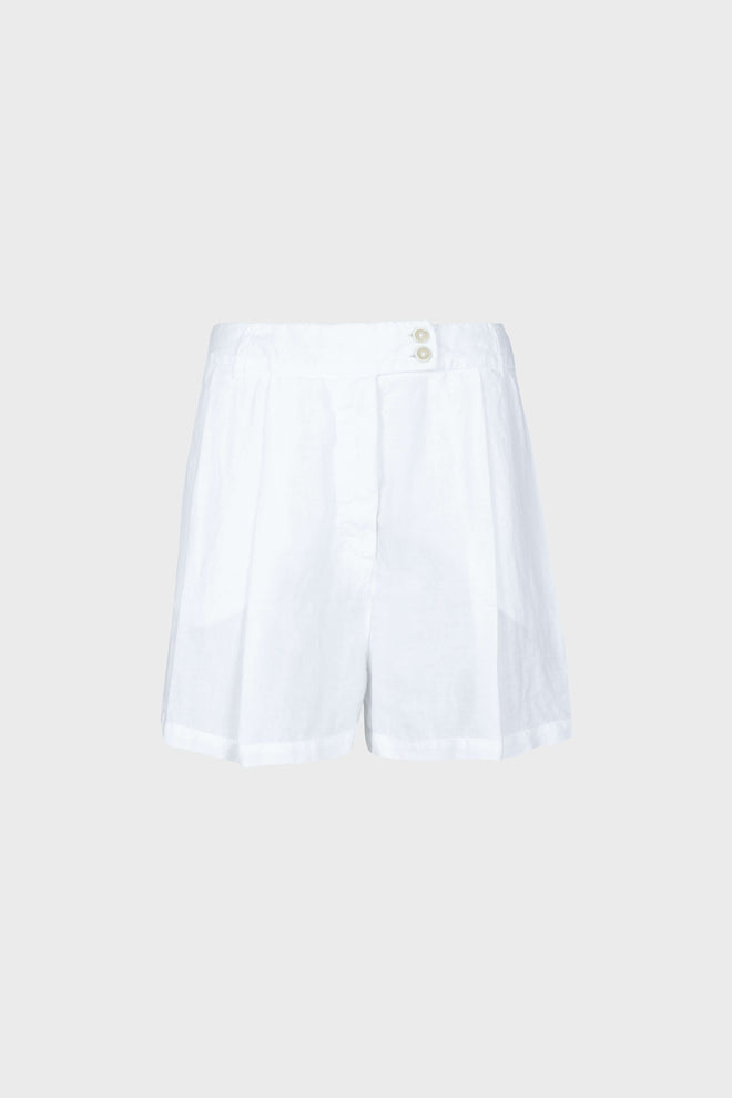 Pleated zip front bermuda shorts White