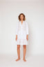 3/4 sleeve yarn dyed linen dress white