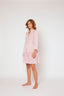 3/4 sleeve yarn dyed linen dress pink