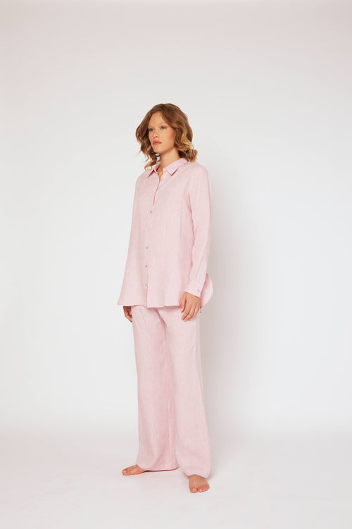 Yarn-dyed linen tunic pink
