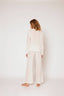 Silk Flat Front Wide Leg Pants White