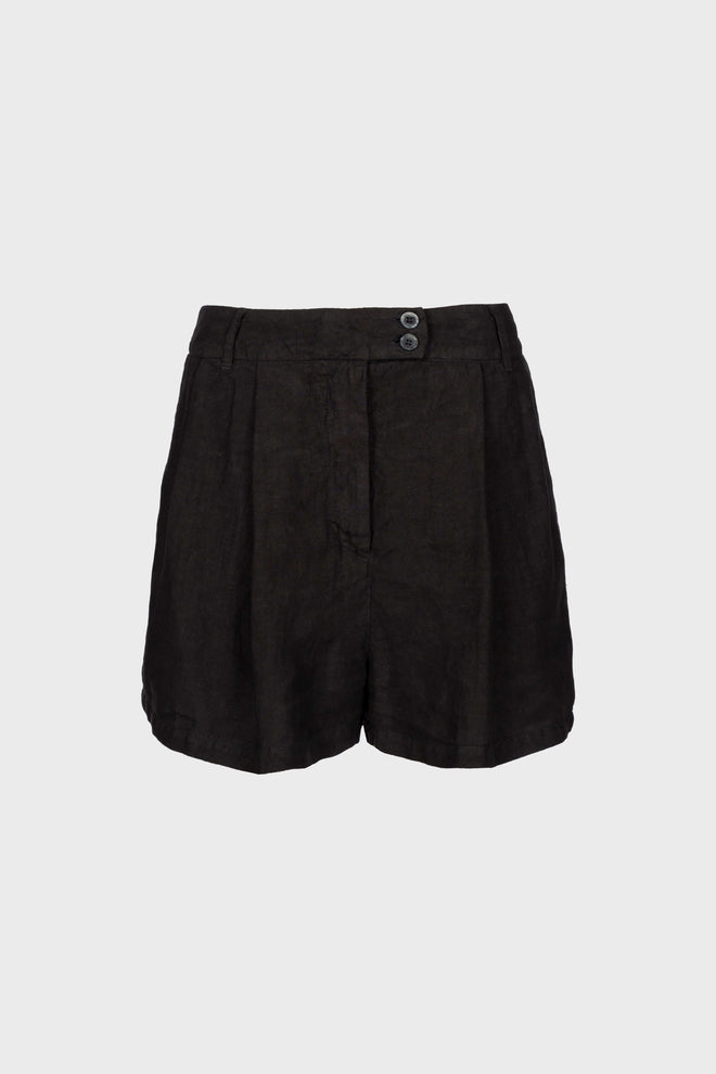 Pleated zip front bermuda shorts Black