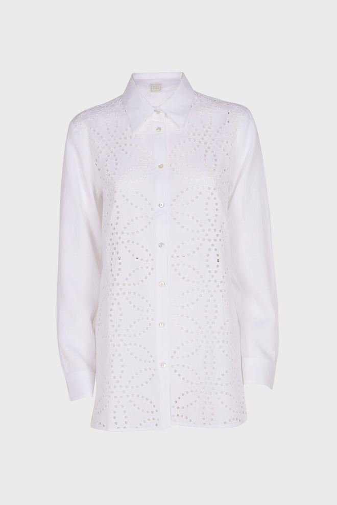 Yarn-dyed linen blouse white