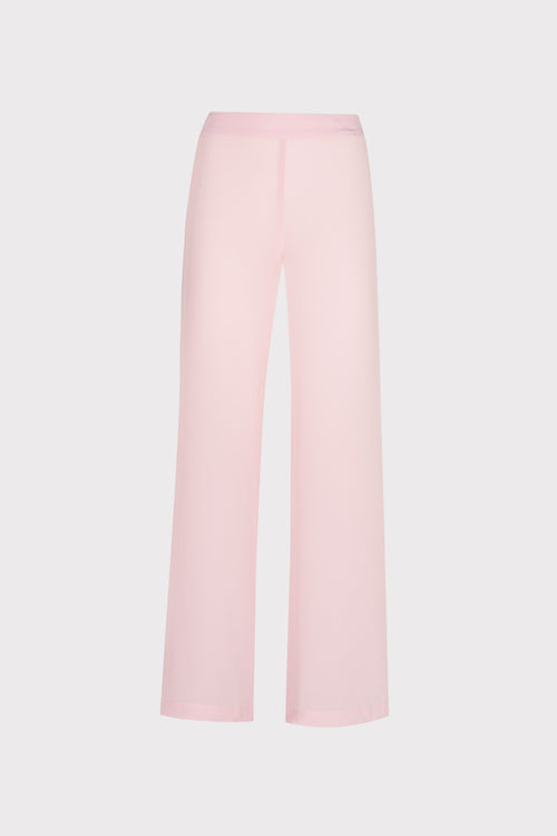 Silk flat front wide leg pants pink