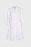 3/4 sleeve yarn dyed linen dress white