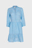 3/4 sleeve yarn dyed linen dress lake