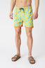 Painted Flower with Contrast Stripe Swim Trunks