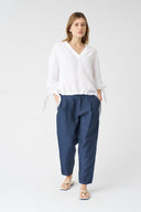 Blouse with Sleeve Tie-Fronts