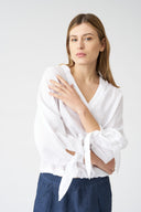 Blouse with Sleeve Tie-Fronts
