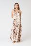 Japanese Flower Halter Maxi Dress