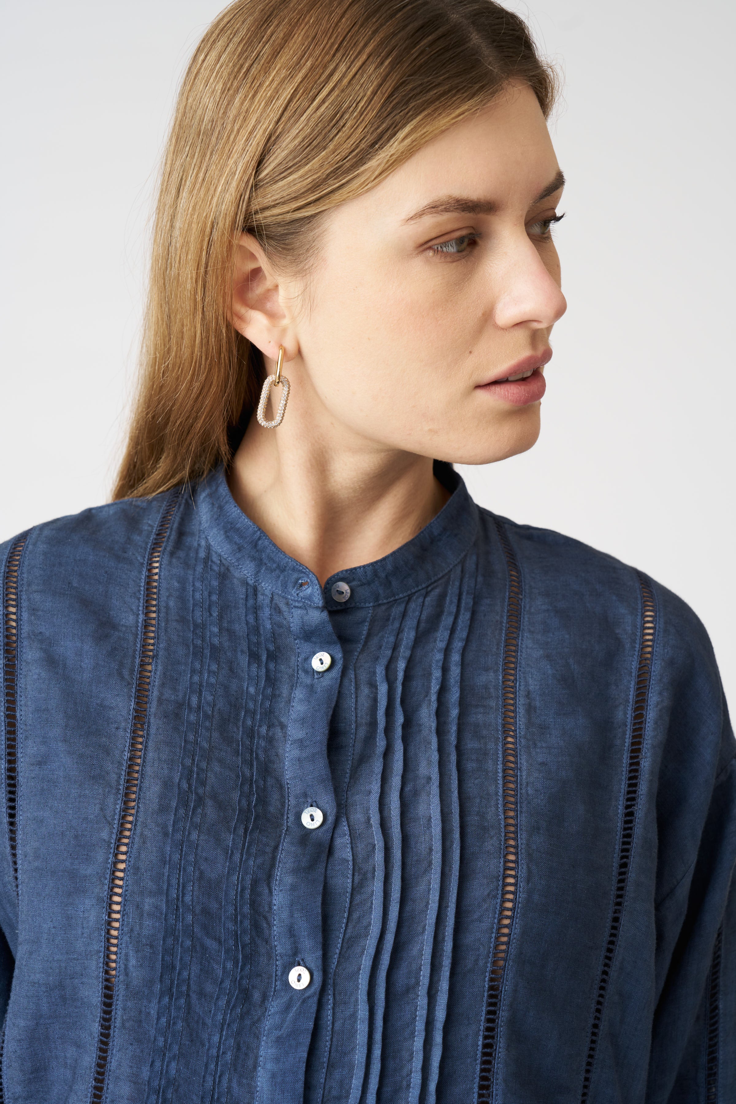 long sleeve pintuck dress Womens East Blue Liza Linen Pintuck Detail Long Sleeve Shirt Dress US 10