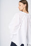 White Ruffled Neckline Linen Peasant Blouse