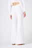 Wide-Leg High-Waisted White Linen Pants