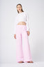 Wide-Leg High-Waisted Pink Linen Pants