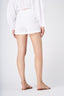 White Linen High-Waisted Shorts