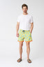 Painted Flower with Contrast Stripe Swim Trunks