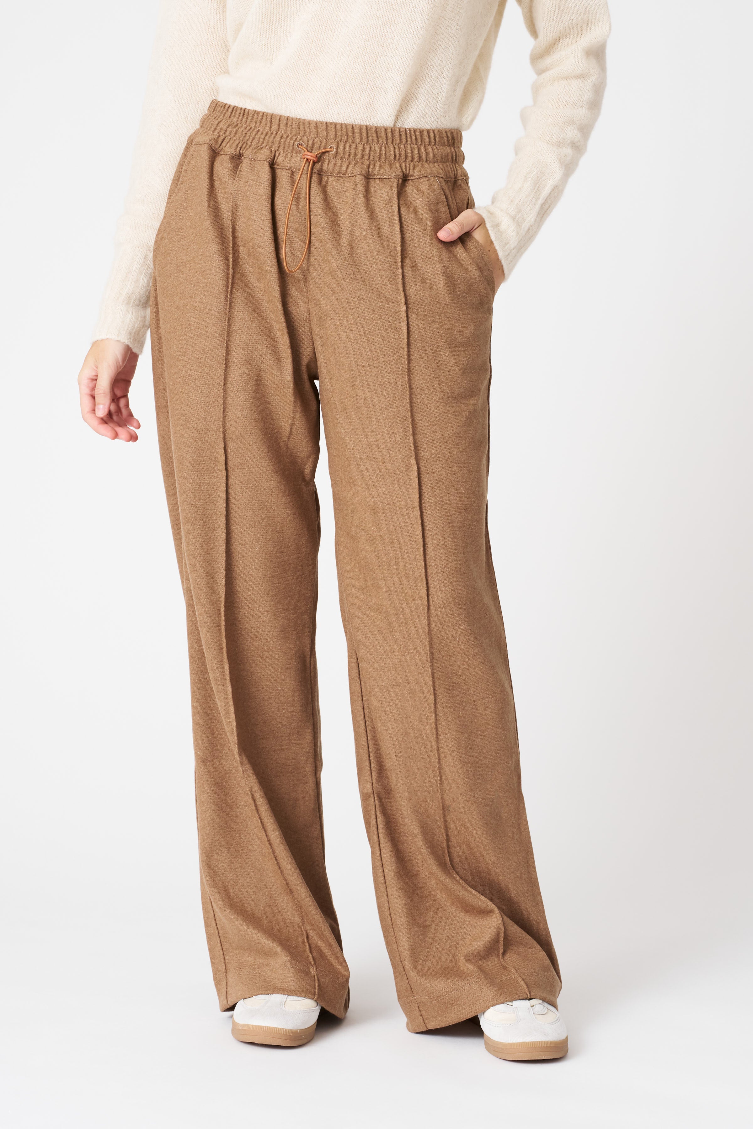 パンツ fofofofa HARVEST WHEAT BEIGE KNIT PANTS Knit Pants with Drawstring – 120percento Lino USA