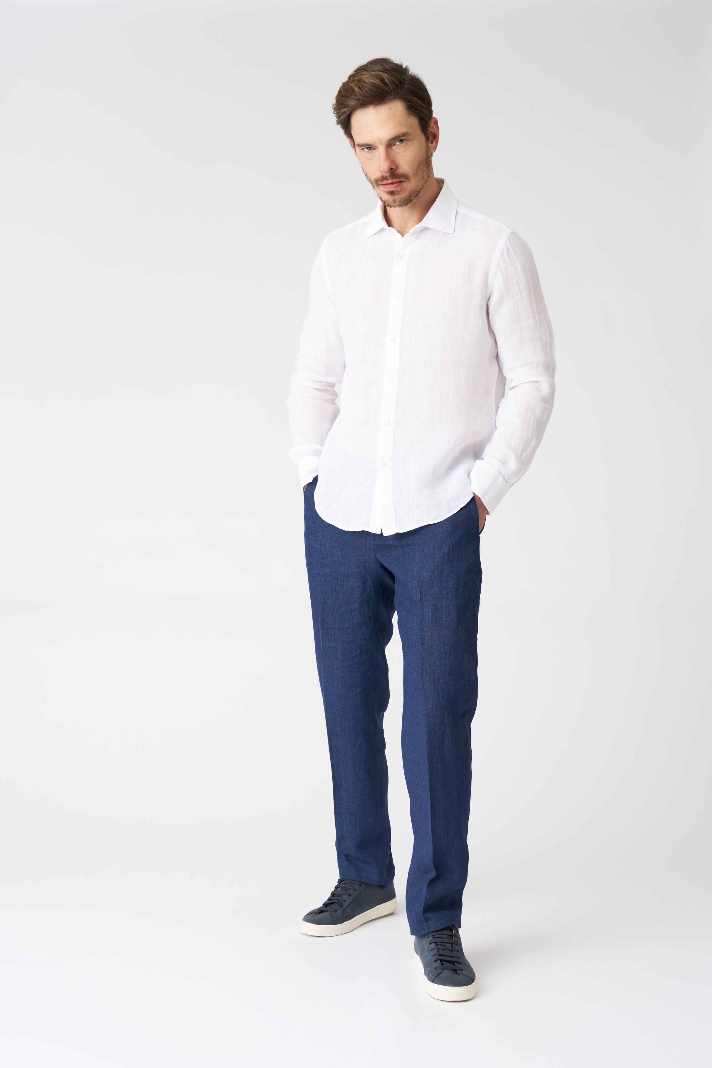White Classic Slim Fit Light Linen Shirt White / XL/52 White Classic Slim Fit Light Linen Shirt White / XL/52