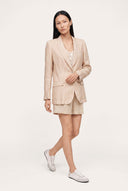 Slim fit linen blazer with notch lapels and two-button closure