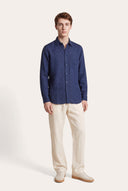 Long-Sleeve Linen Button-Up Shirt - 10