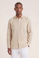 Long-Sleeve Linen Shirt with Dual Pockets - 1