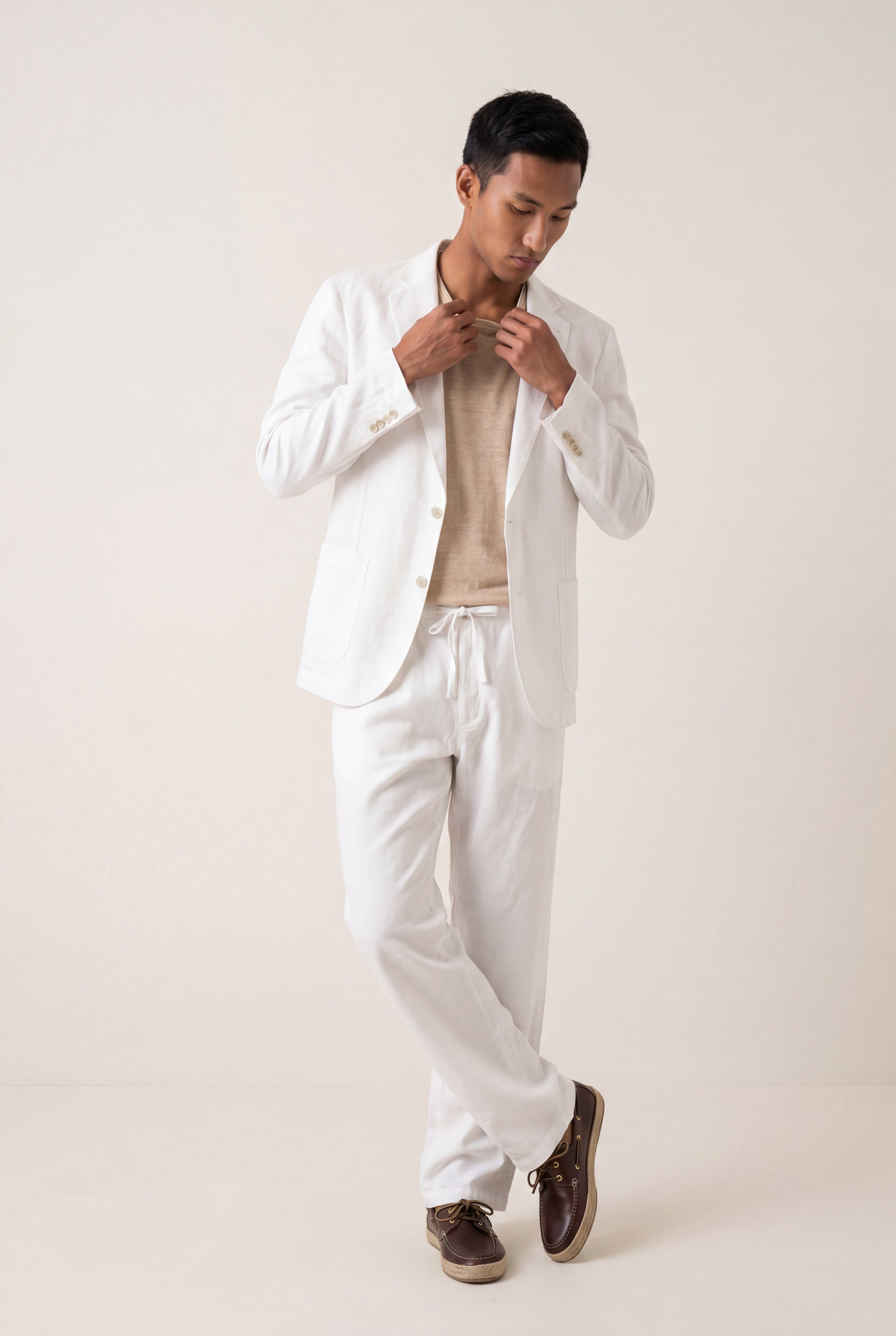 Linen Tailored Blazer White / 4XL/58 Linen Tailored Blazer White / 4XL/58