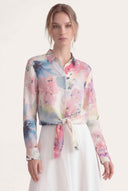 Watercolor Floral Tie-Front Shirt - 1