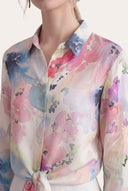 Watercolor Floral Tie-Front Shirt - 3