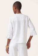 Pintuck Linen Blouse with Embroidered Cuffs - 4
