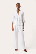Pintuck Linen Blouse with Embroidered Cuffs - 2