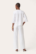 Pintuck Linen Blouse with Embroidered Cuffs - 5