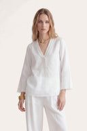 Sequin Trim Linen Tunic - 2