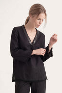 Sequin Trim Linen Tunic - 7