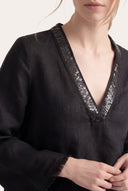Sequin Trim Linen Tunic - 8